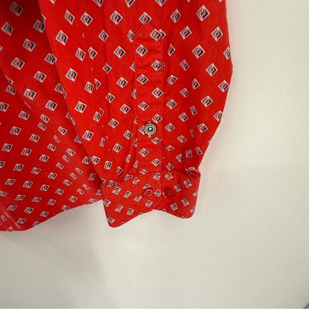 Cinch Red Geo Print Rodeo Western Button Front Shirt Mens Size XL Long Sleeves - Picture 6 of 9